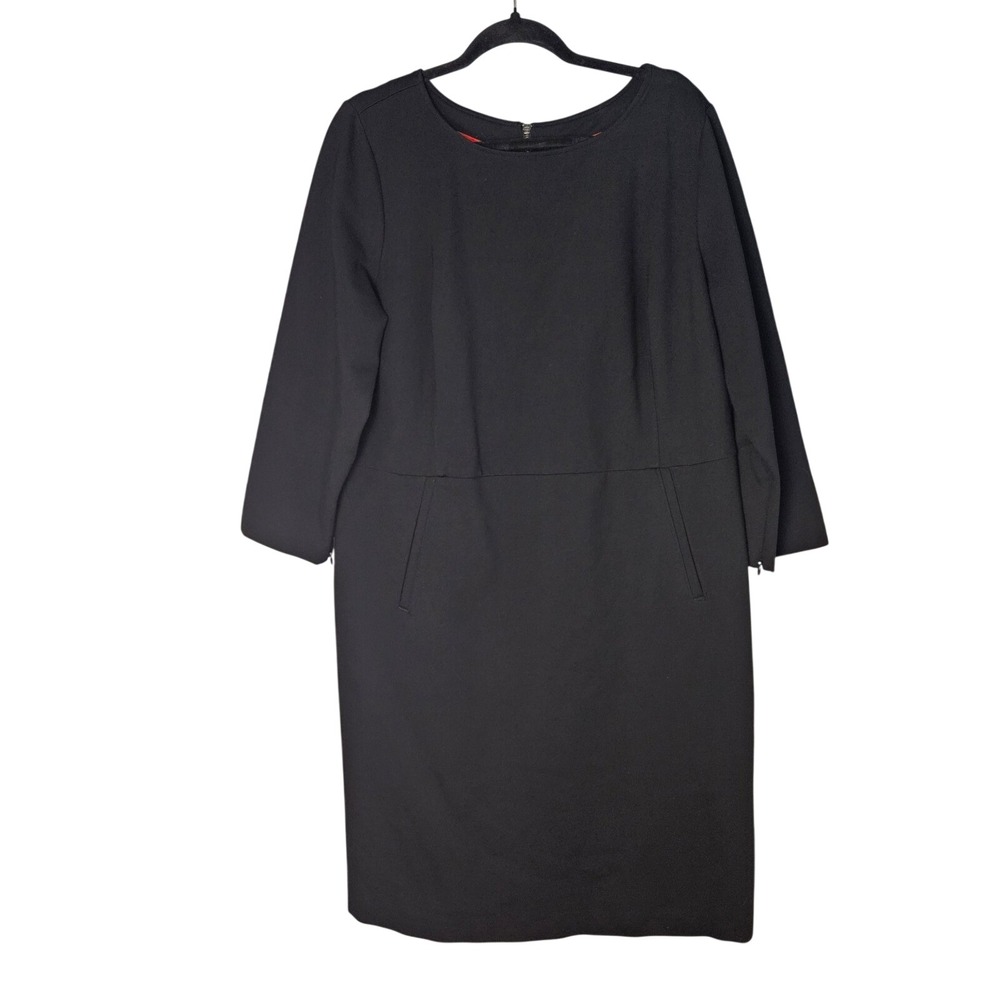 Spanx The Perfect Shift A Line Ponte Dress 3/4 Sleeves Womens 1X Classic Black
